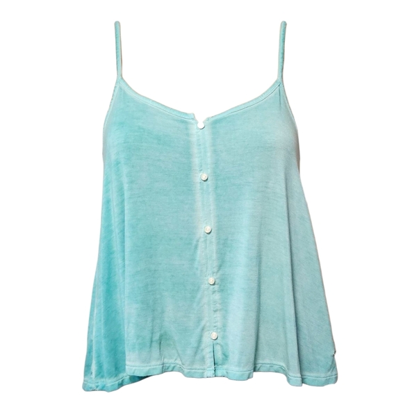 American Eagle Soft & Sexy Button Tank Top S Blue Vintage Wash Flowy Coastal - Picture 4 of 13